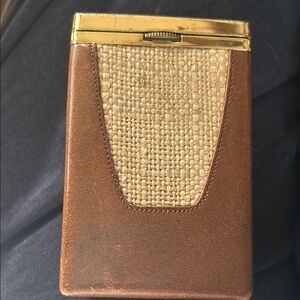 Vintage BUXTON Leather & Straw Weave Brown Cigarette Case